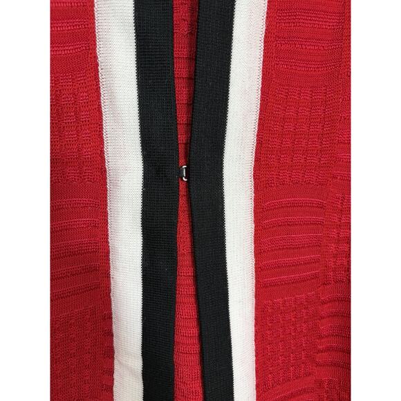 Ming Wang Red White Black Knit Open Jacket Cardigan Petite Extra Small Old Money - Picture 4 of 9